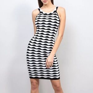 herve leger black white dress Herv Lger // Black & White Print Bandage Dress  VSP Consignment